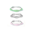 Sorbet Swirls Matcha Green & Bubblegum Pink Enamel & Diamond Swirls Stacker Ring Set of 3 - Octonov 