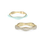 Sorbet Swirl Pale Sky Enamel & Diamond Swirls Stacker Ring Duo - Octonov 