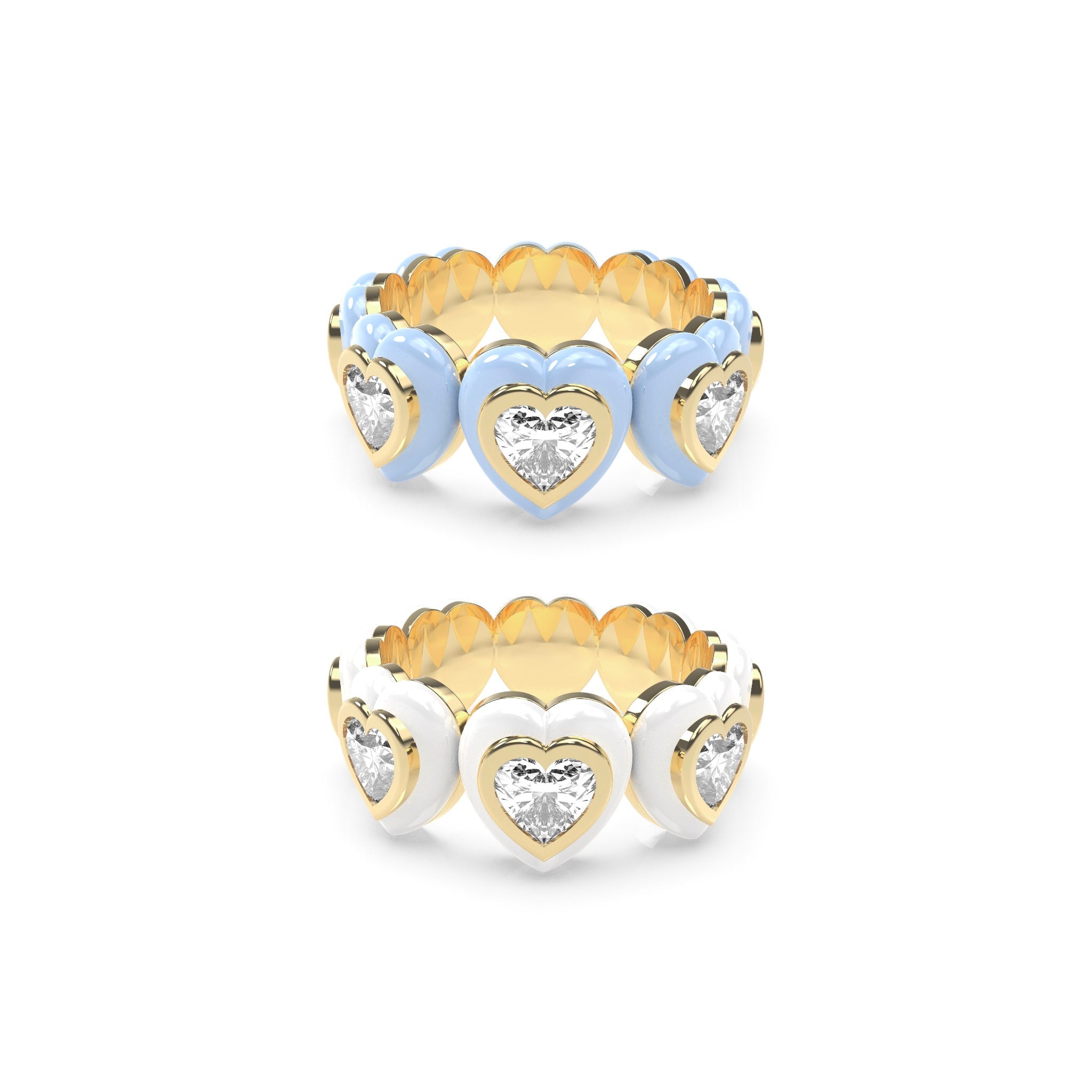 Heart Enamel Bauble Pop Ring Duo - Octonov 