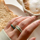 Sorbet Swirls Enamel & Diamond Swirls Stacker Ring Set in Matcha + Dark Green - Octonov 
