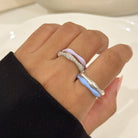 Sorbet Swirls Enamel & Diamond Swirls Stacker Ring Set of 4 - Octonov 