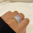 Sorbet Swirls Enamel & Diamond Swirls Stacker Ring Set of 4 - Octonov 