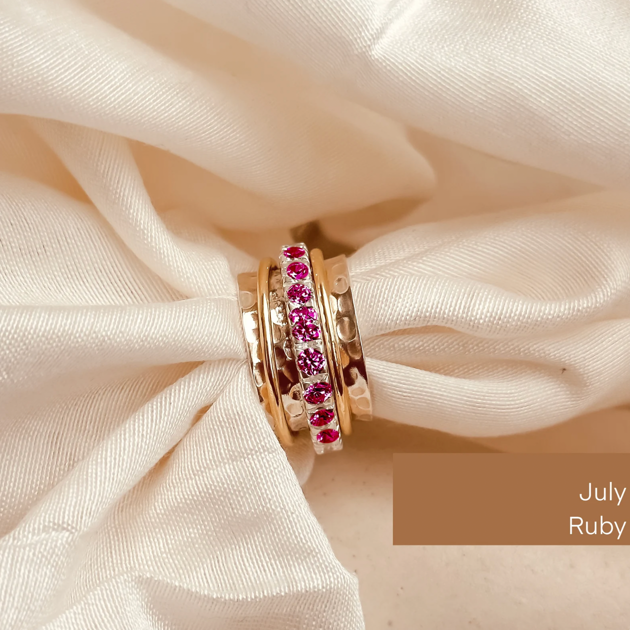 February Birthstone Eternity Spinner Ring - Octonov 