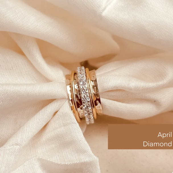 February Birthstone Eternity Spinner Ring - Octonov 