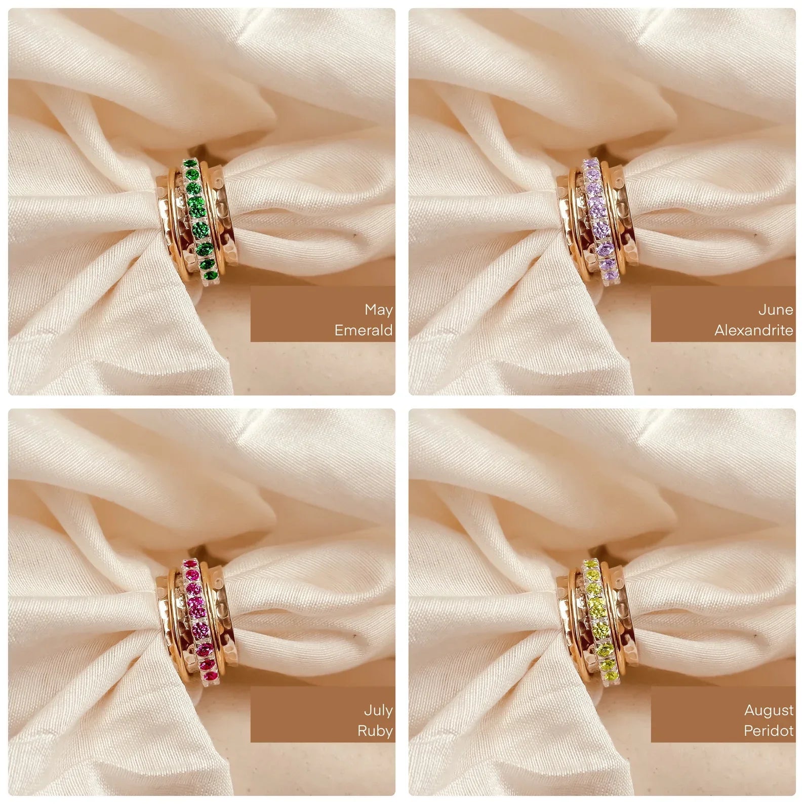 March Birthstone Eternity Spinner Ring - Octonov 