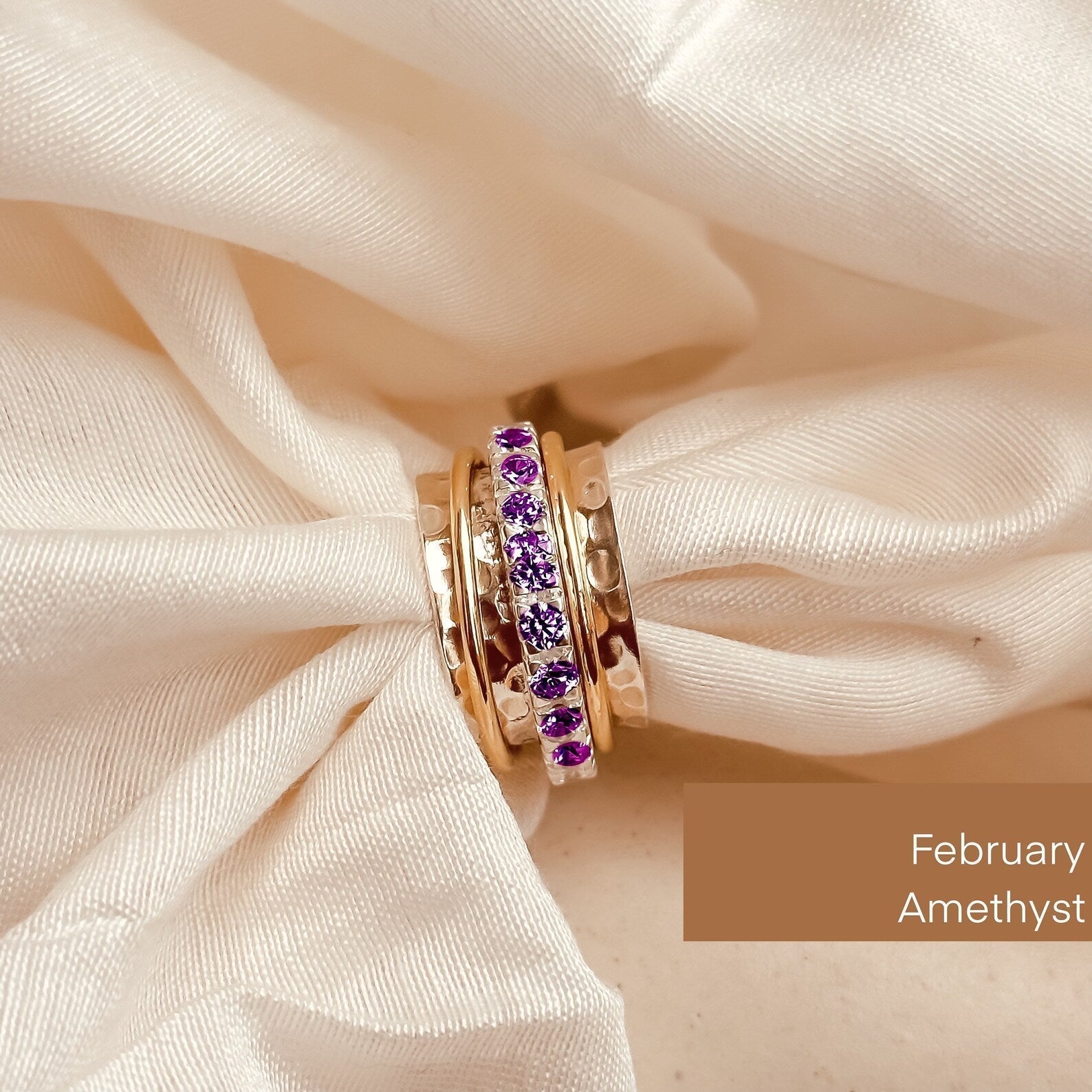 February Birthstone Eternity Spinner Ring - Octonov 