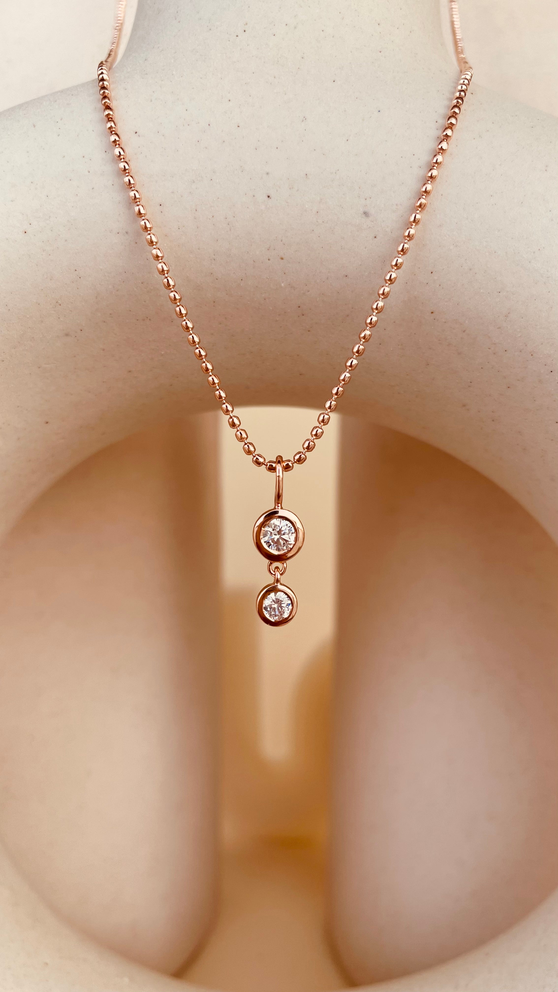 Dainty Double Drop Dangling Necklace with Beaded Chain - Octonov 