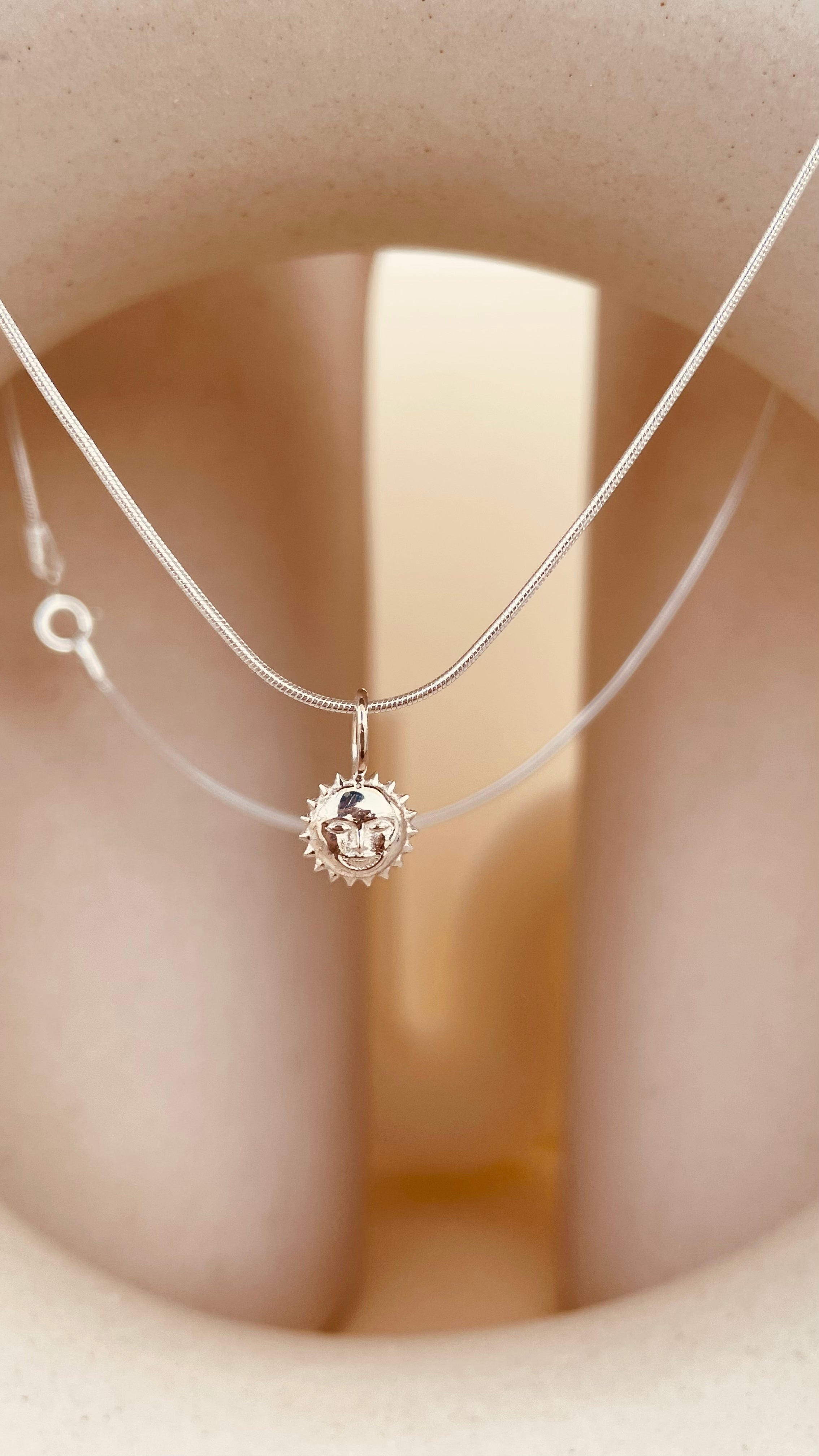 Steller Sun Charm Necklace with Snake Chain - Octonov 