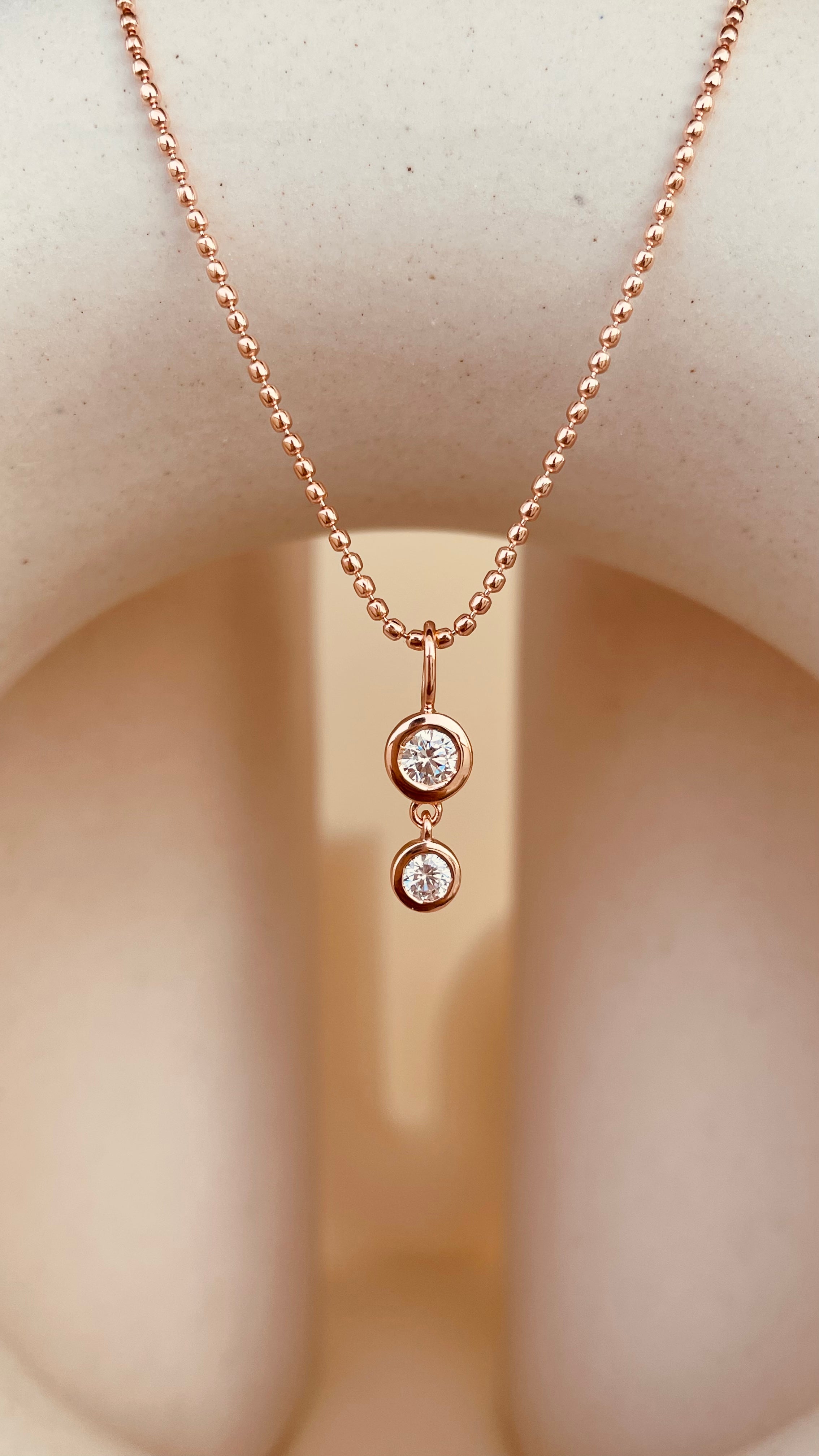 Dainty Double Drop Dangling Necklace with Beaded Chain - Octonov 