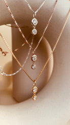 Minimal Double Drop Dangling Necklace with Box Chain - Octonov 