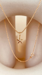 Minimal Starfish Necklace with Beaded Chain - Octonov 