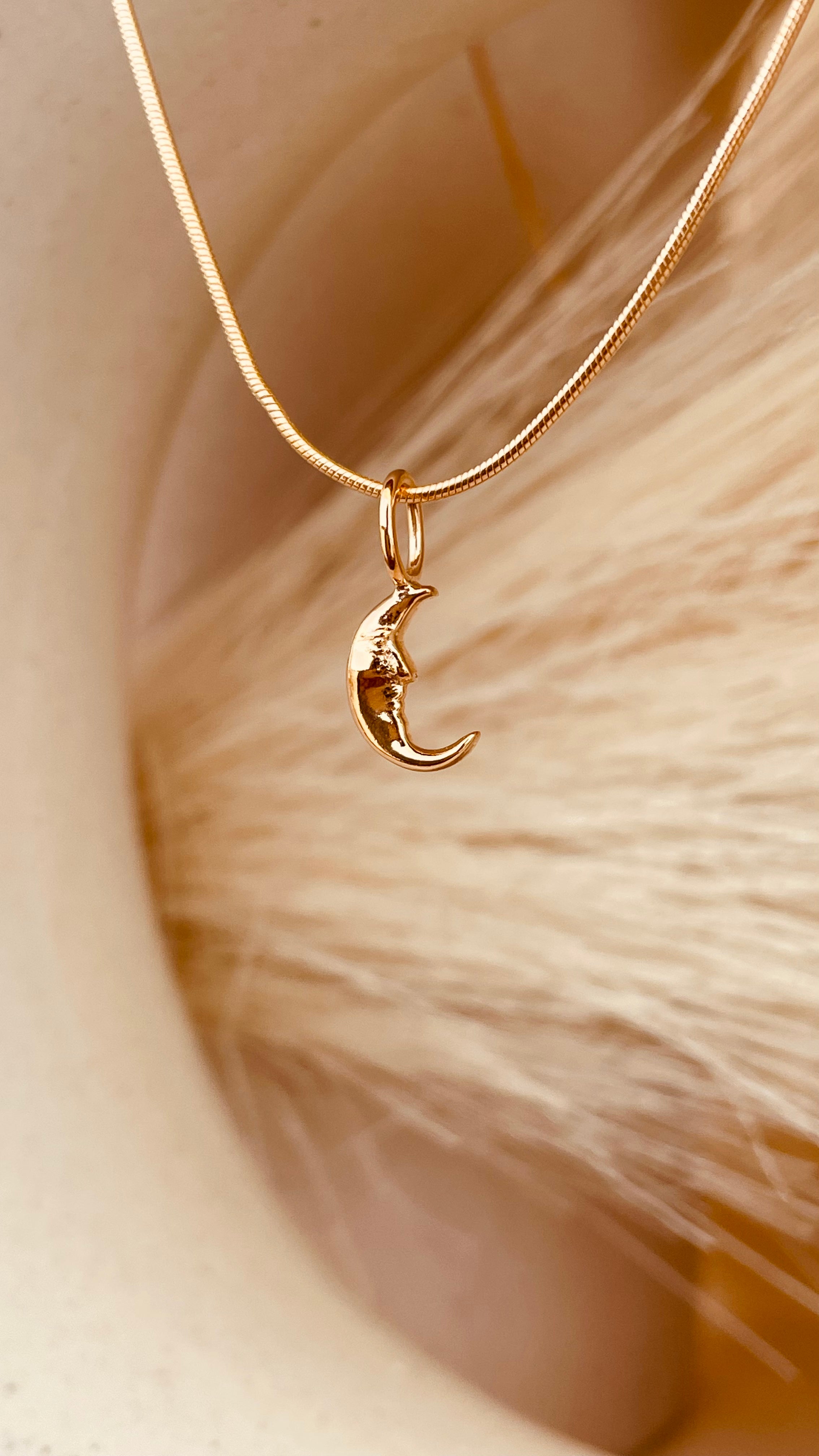 Crescent Moon Necklace with Snake Chain - Octonov 