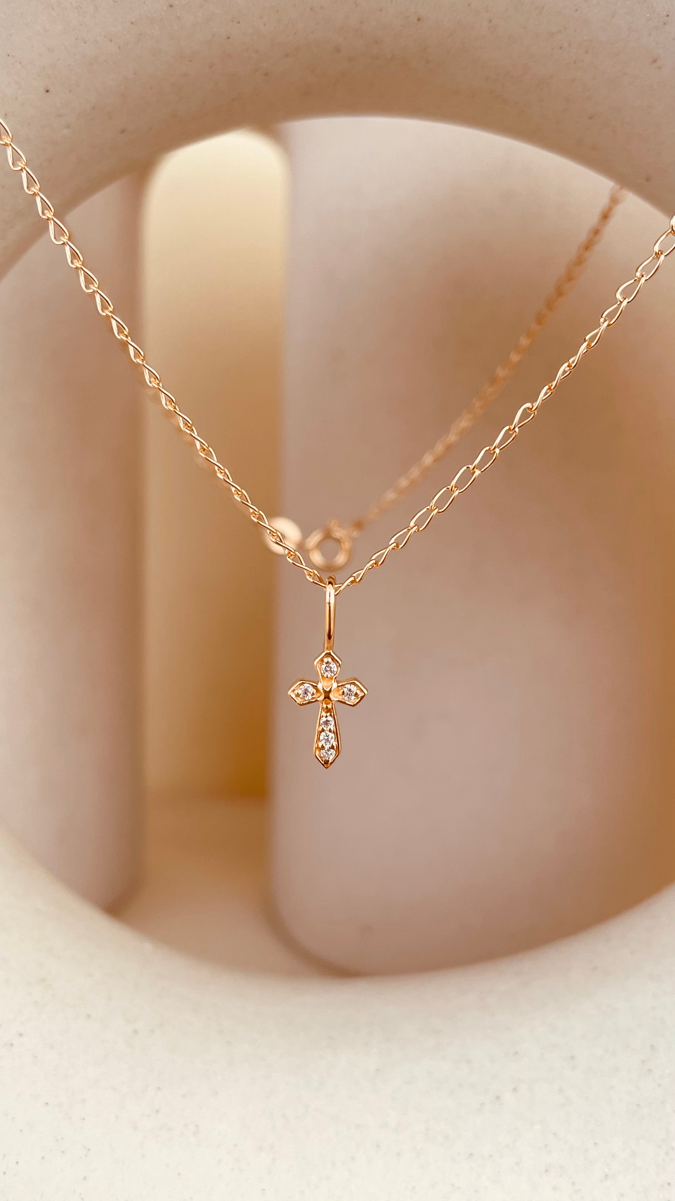 Zircon encrusted Token of Faith Necklace with Cable Chain - Octonov 