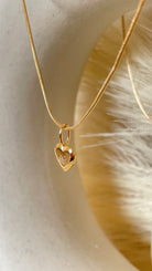Vintage Heart Studded Minimal Necklace with Snake Chain - Octonov 