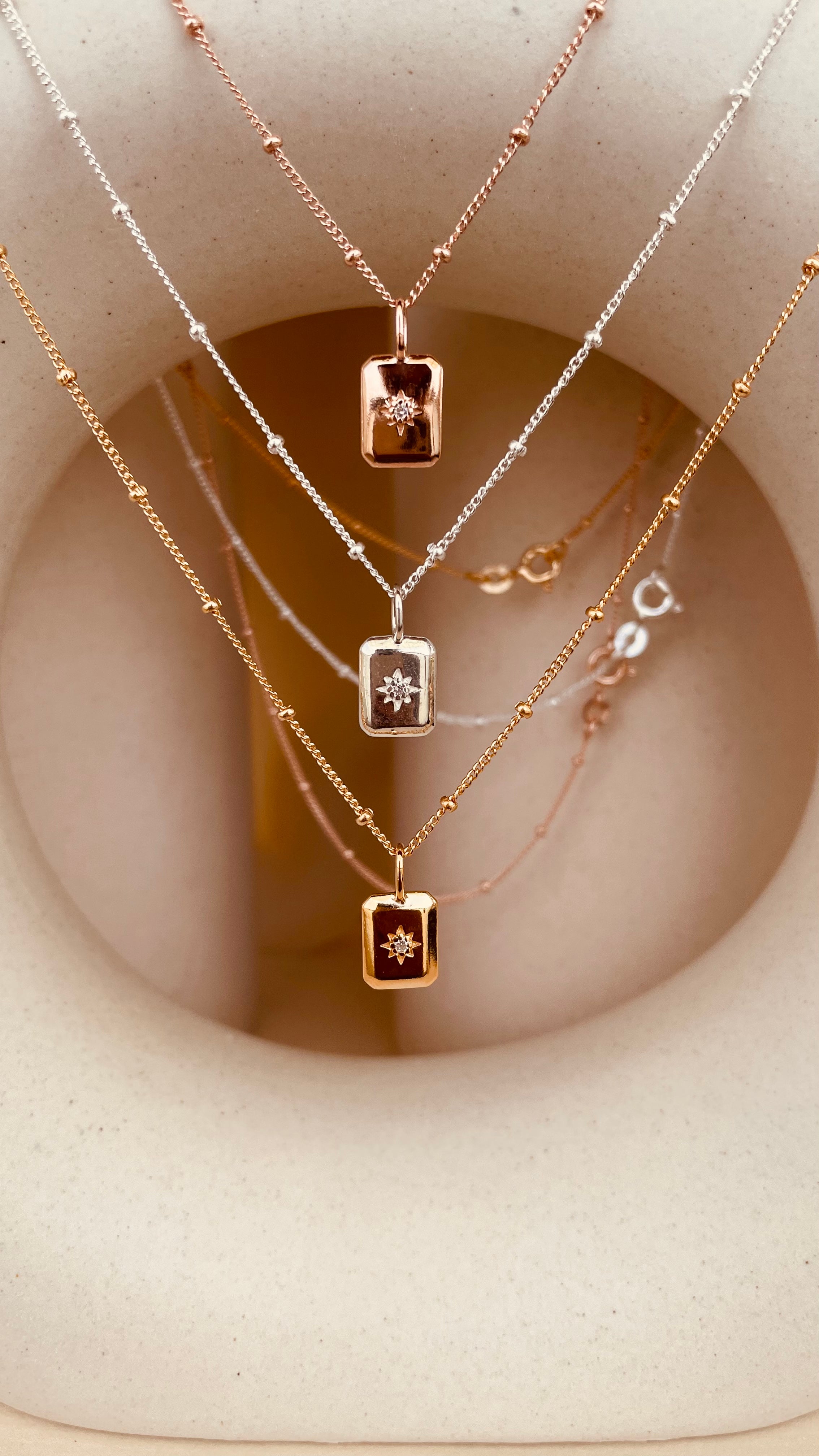 Dainty North Star Necklace with Satellite Chain - Octonov 