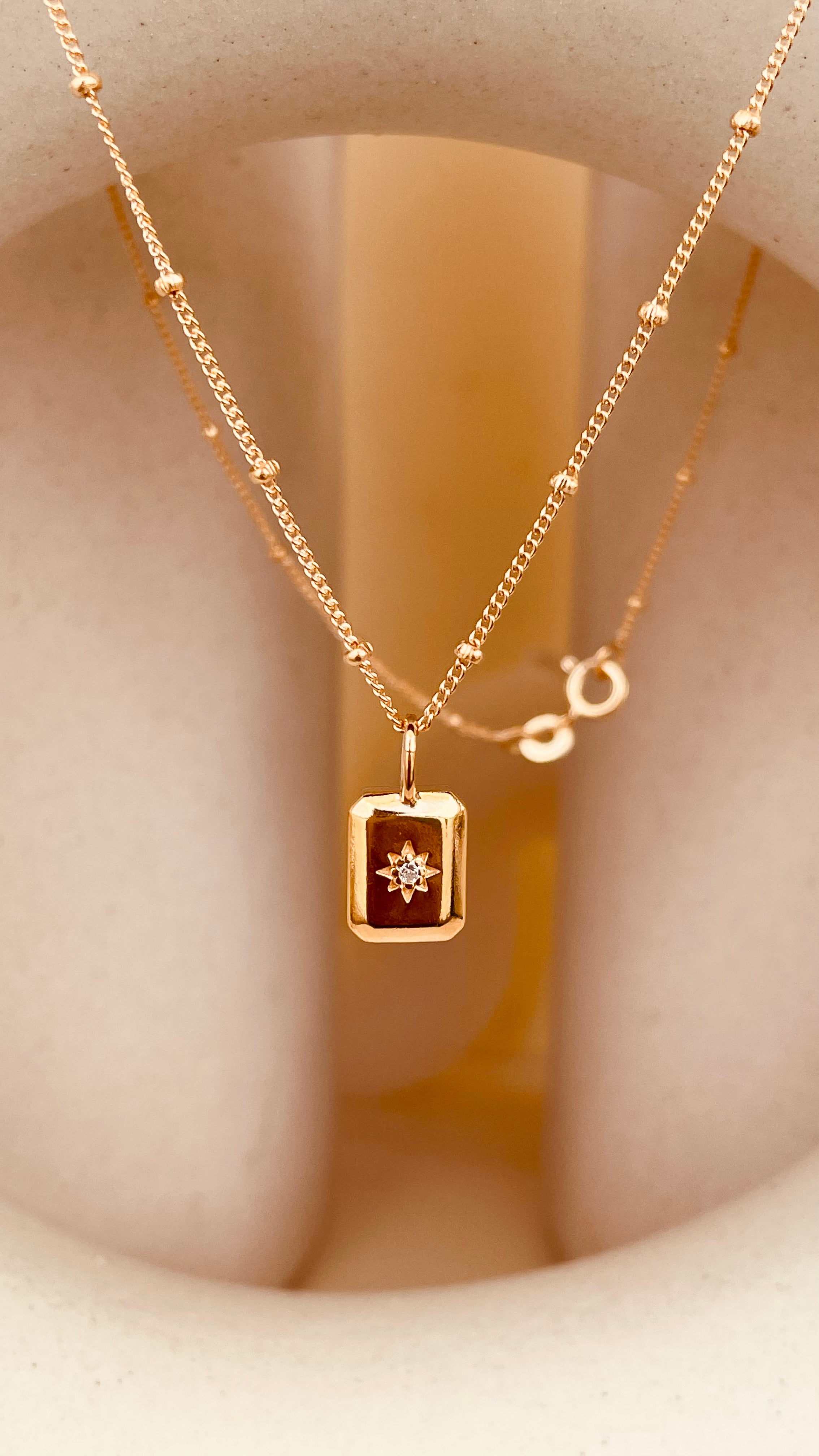 Dainty North Star Necklace with Satellite Chain - Octonov 