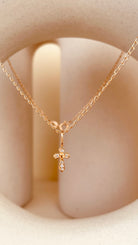 Zircon encrusted Token of Faith Necklace with Cable Chain - Octonov 