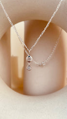 Dainty Double Drop Dangling Necklace with Figaro Chain - Octonov 