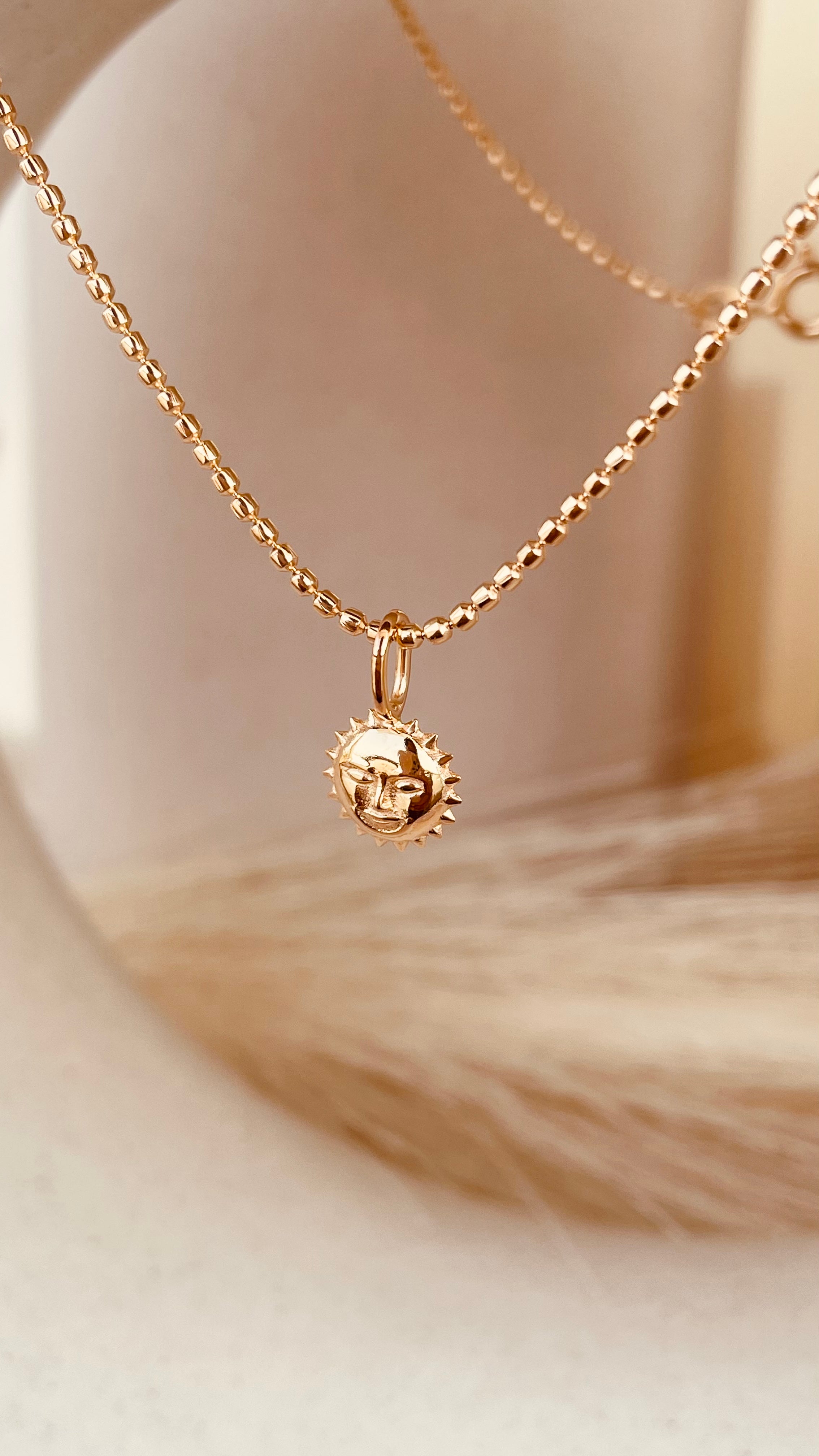 Dainty Steller Sun Charm Necklace with Beaded Chain - Octonov 