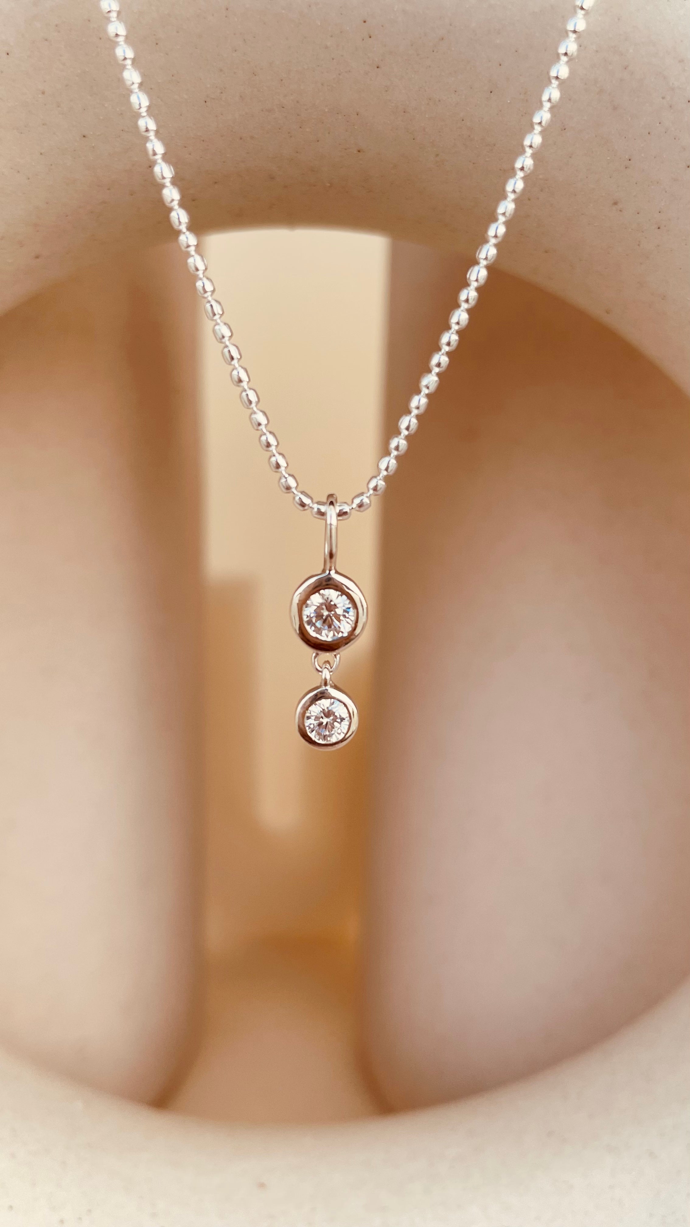 Dainty Double Drop Dangling Necklace with Beaded Chain - Octonov 