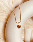 Vintage Heart Studded Minimal Necklace with Snake Chain - Octonov 