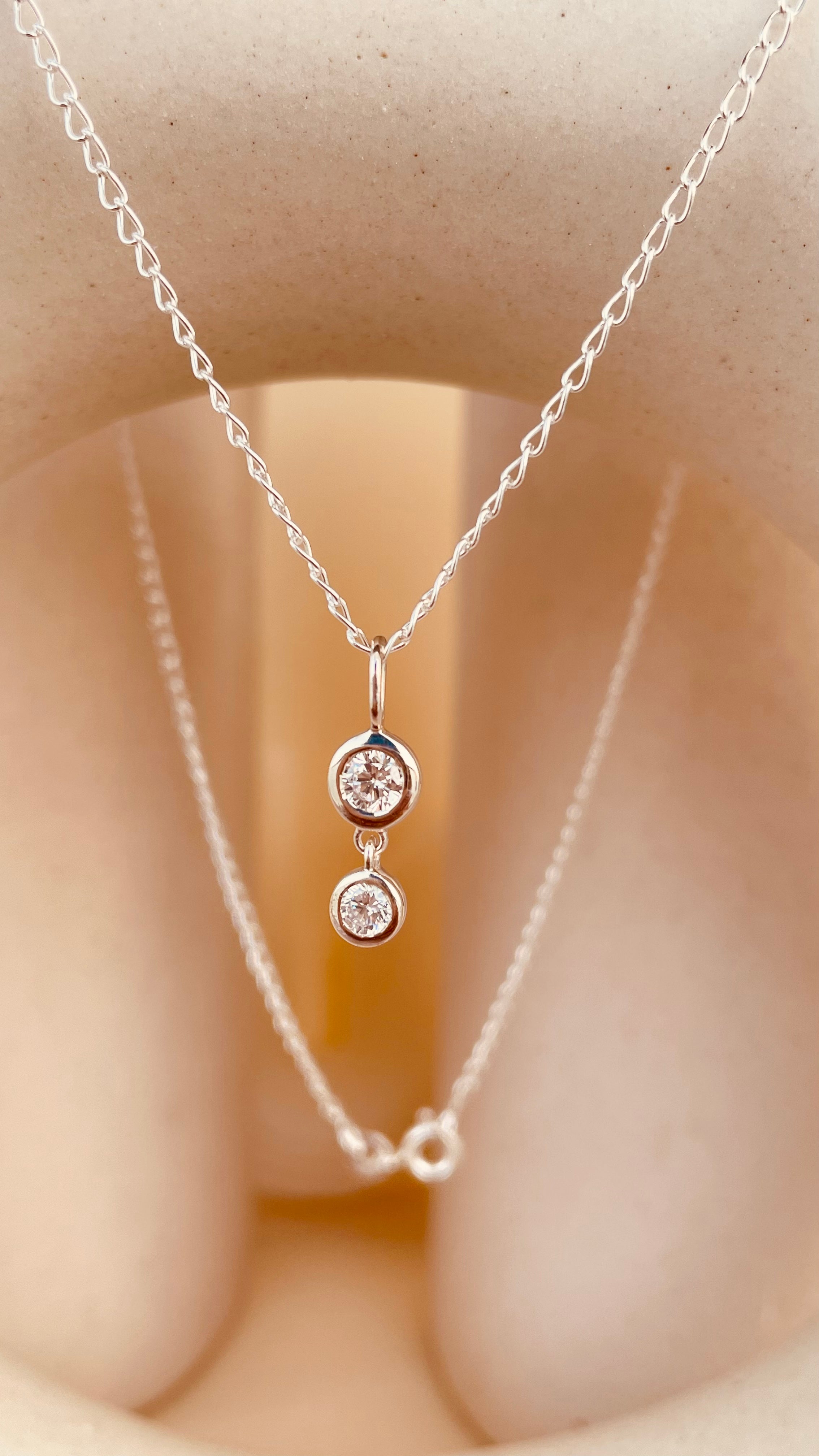 Double Drop Dangling Necklace with Cable Chain - Octonov 