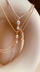 Dainty Double Drop Dangling Necklace with Beaded Chain - Octonov 