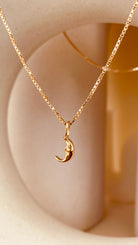 Crescent Moon Necklace with Box Chain - Octonov 