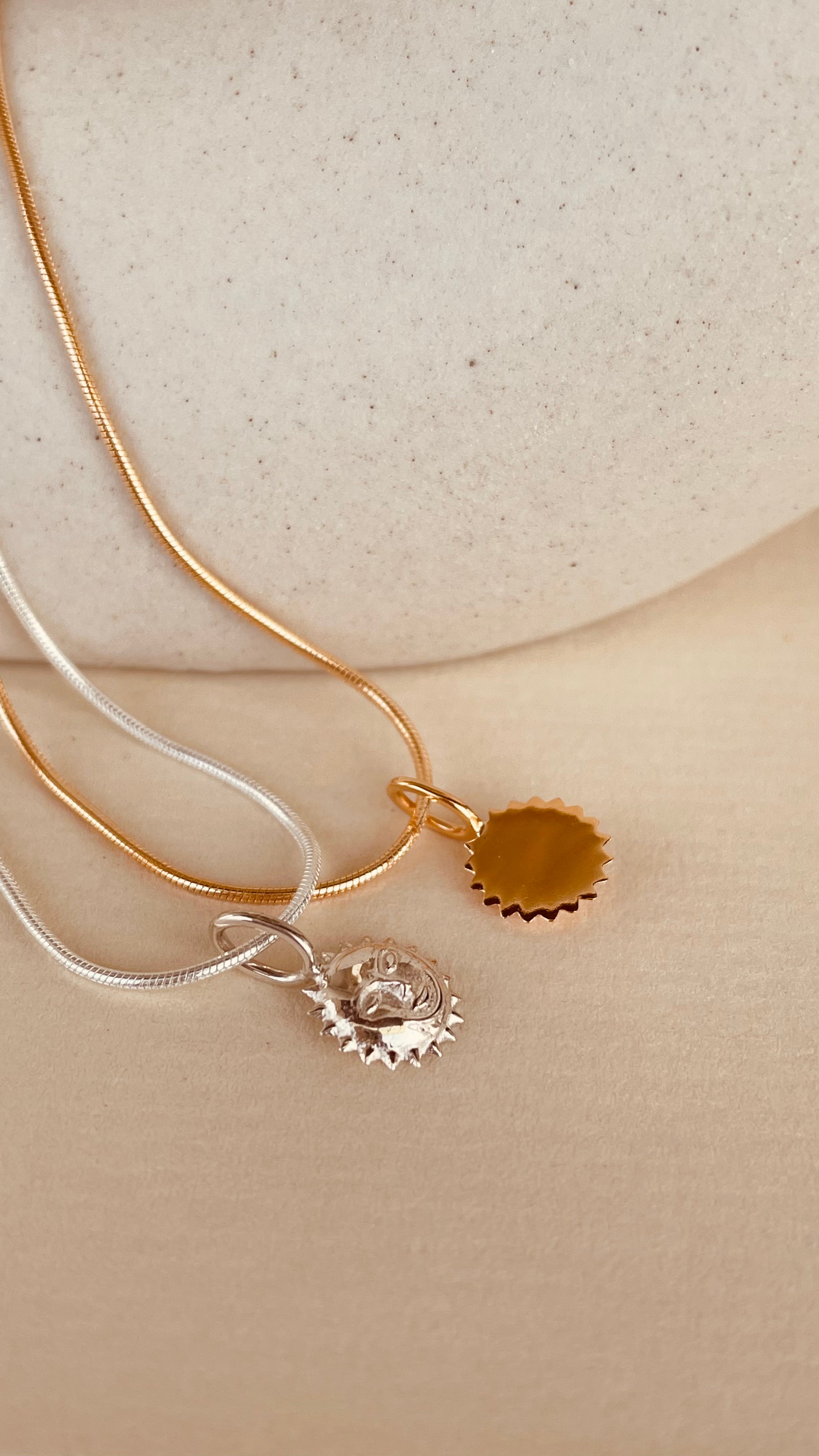 Steller Sun Charm Necklace with Snake Chain - Octonov 