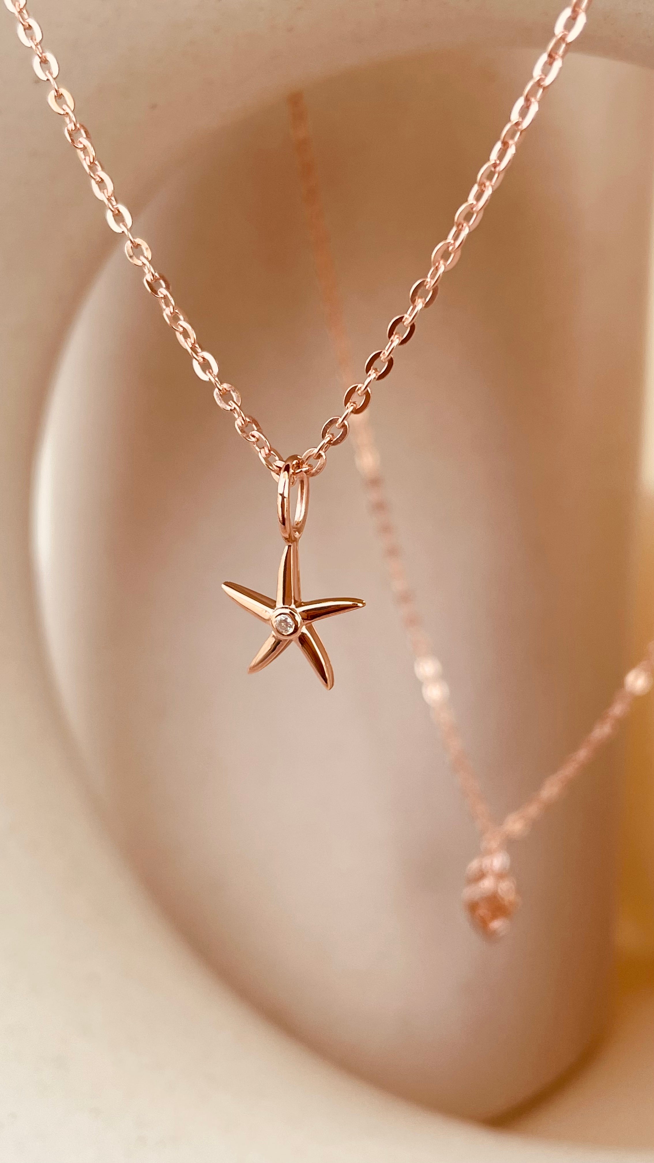 Minimal Starfish Necklace with Sitara Chain - Octonov 