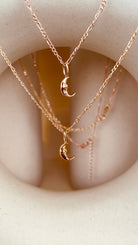 Crescent Moon Necklace with Figaro Chain - Octonov 