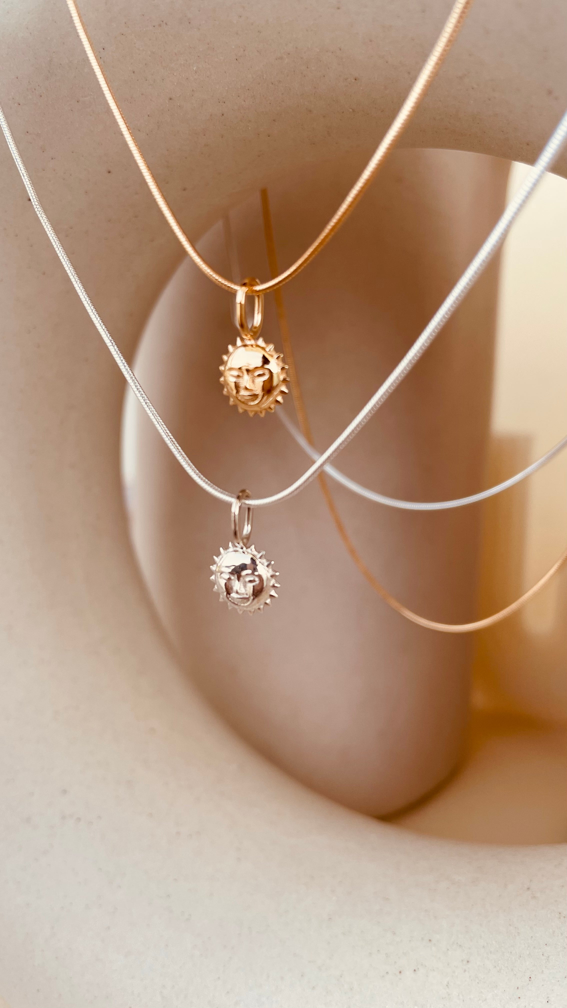 Steller Sun Charm Necklace with Snake Chain - Octonov 