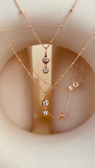 Dainty Double Drop Dangling Necklace with Satellite Chain - Octonov 