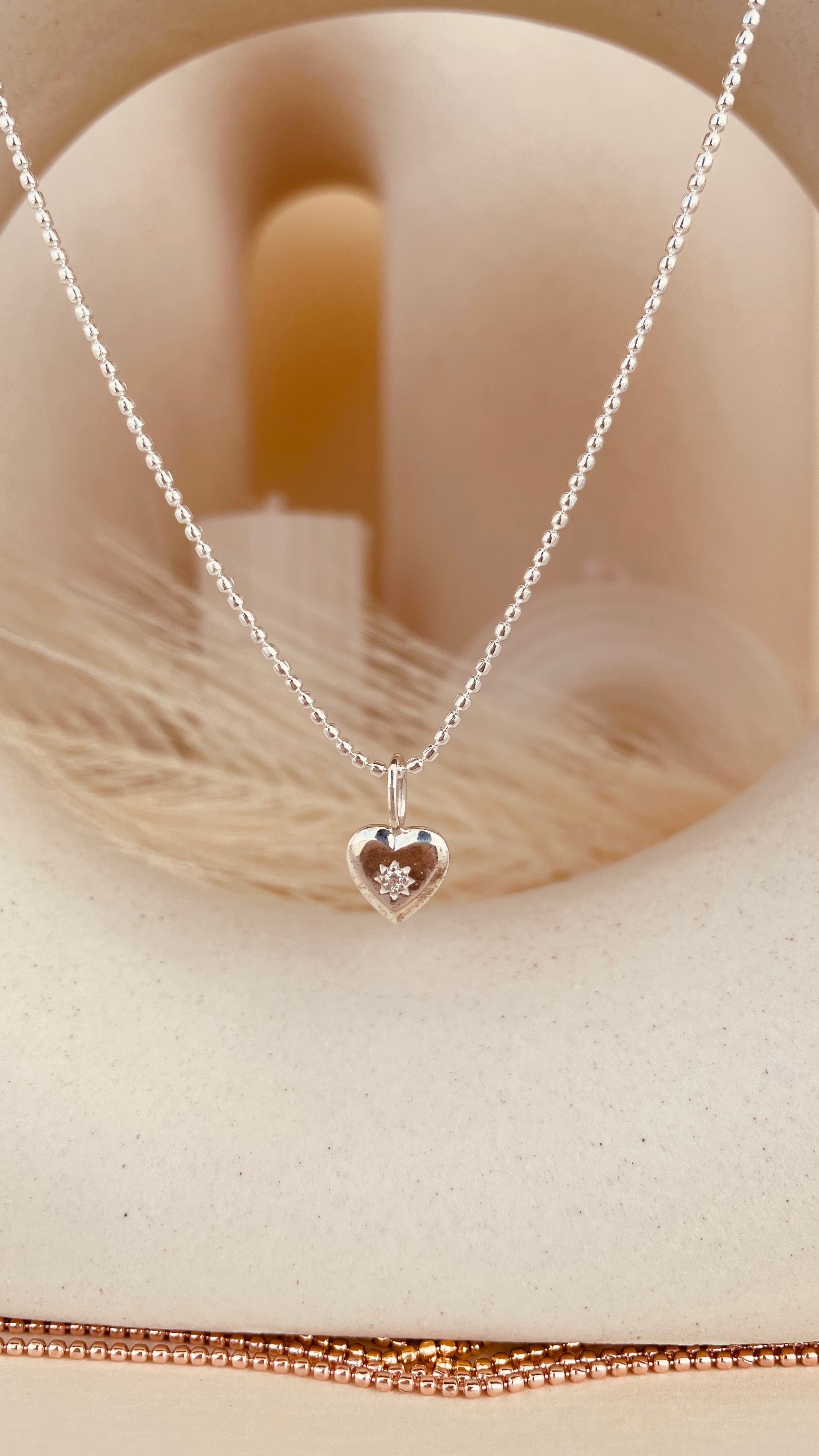 Vintage Love Studded Necklace with Beaded chain - Octonov 