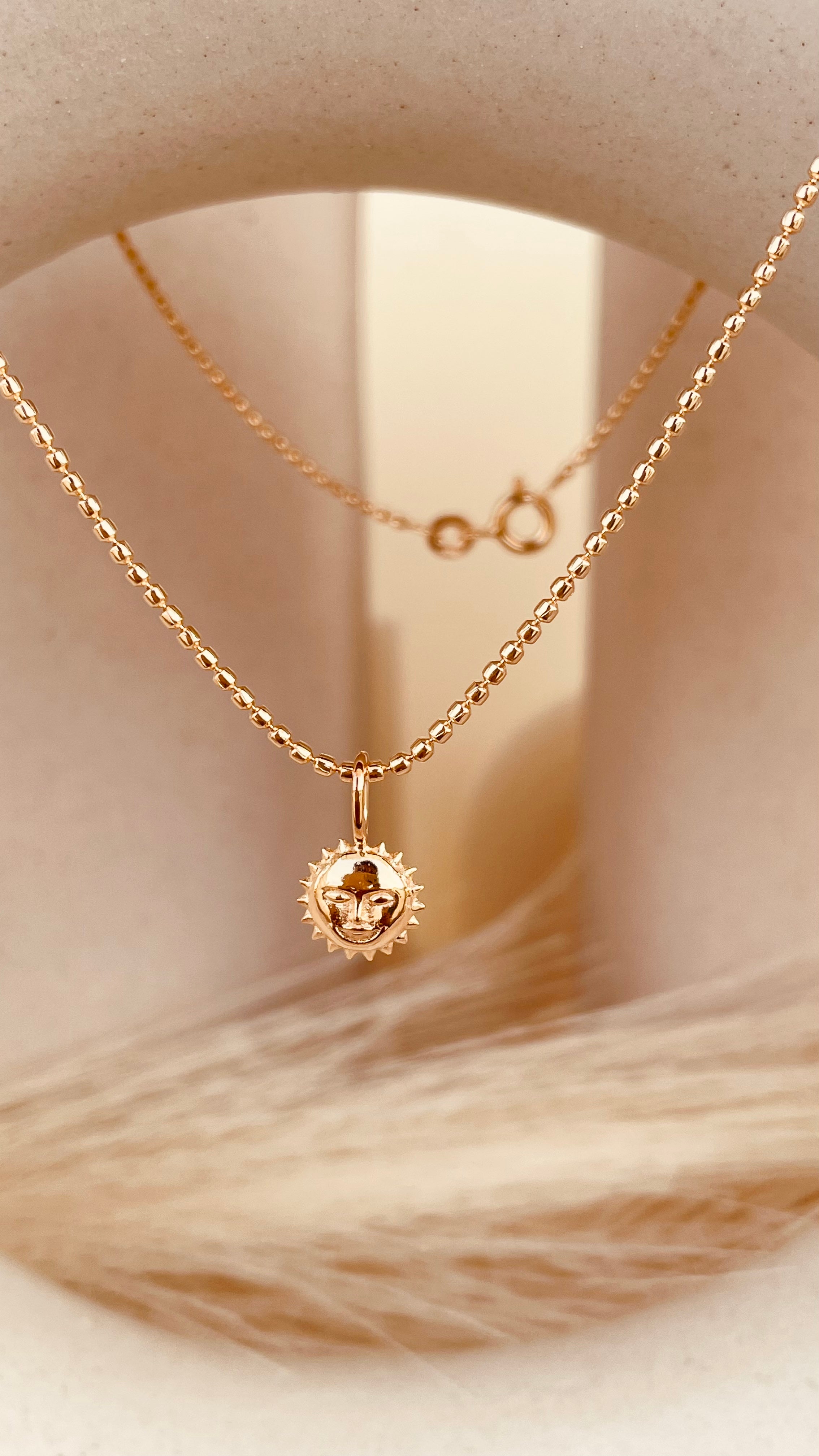Dainty Steller Sun Charm Necklace with Beaded Chain - Octonov 