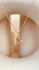 Dainty Double Drop Dangling Necklace with Satellite Chain - Octonov 