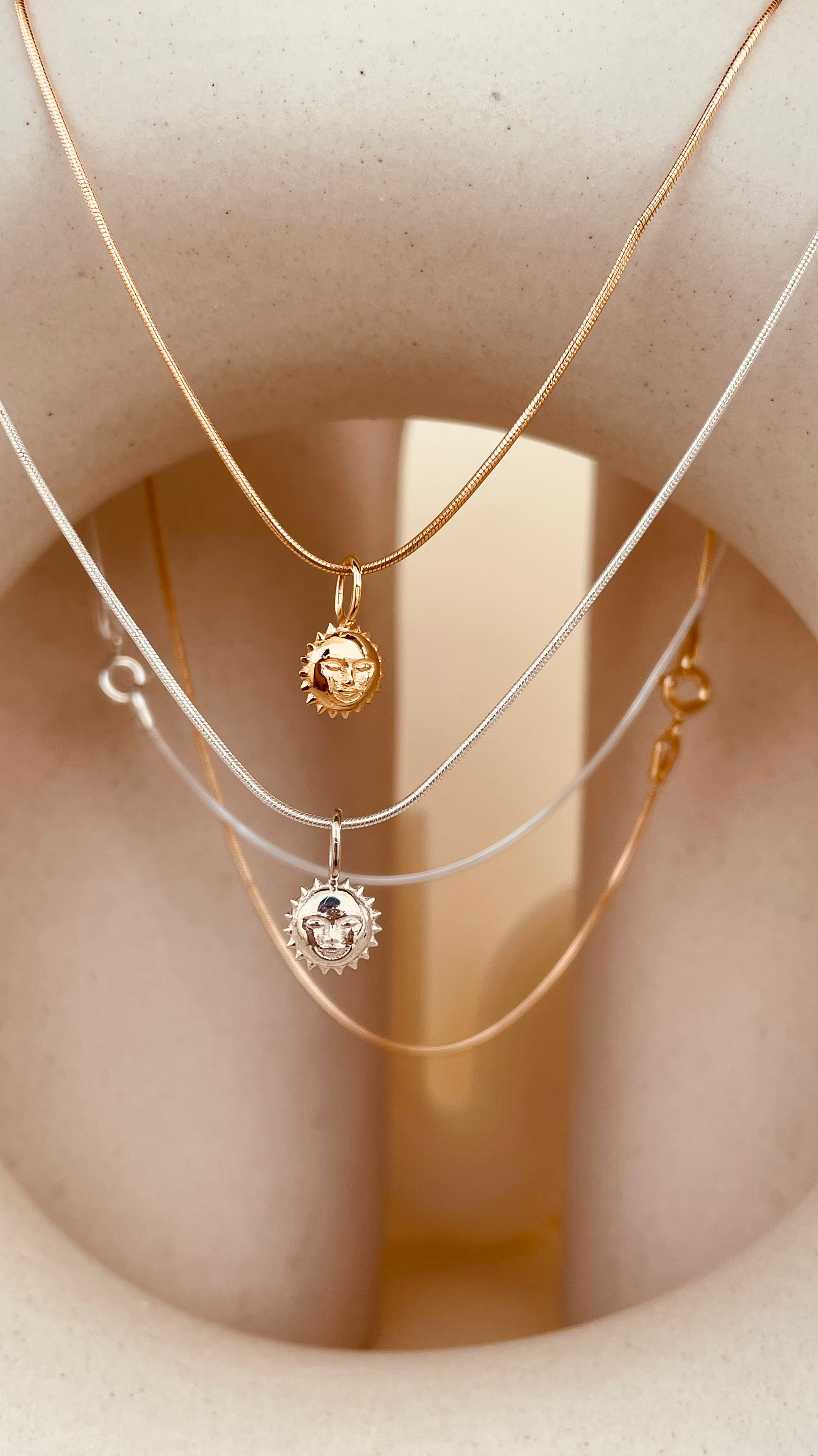 Steller Sun Charm Necklace with Snake Chain - Octonov 