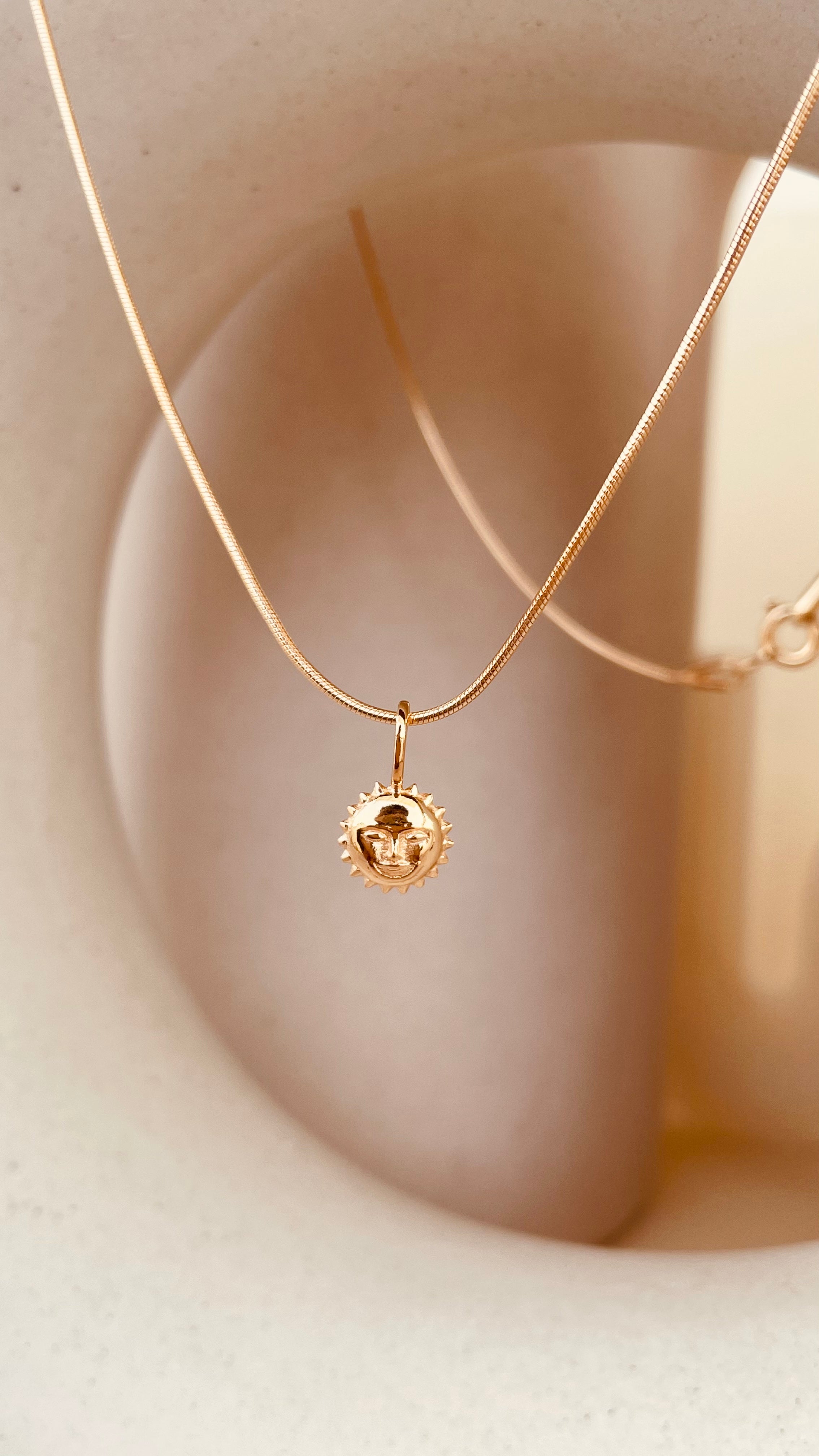 Steller Sun Charm Necklace with Snake Chain - Octonov 