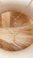 Zircon encrusted Cross Necklace with Satellite Chain - Octonov 