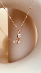 Dainty Double Drop Dangling Necklace with Satellite Chain - Octonov 