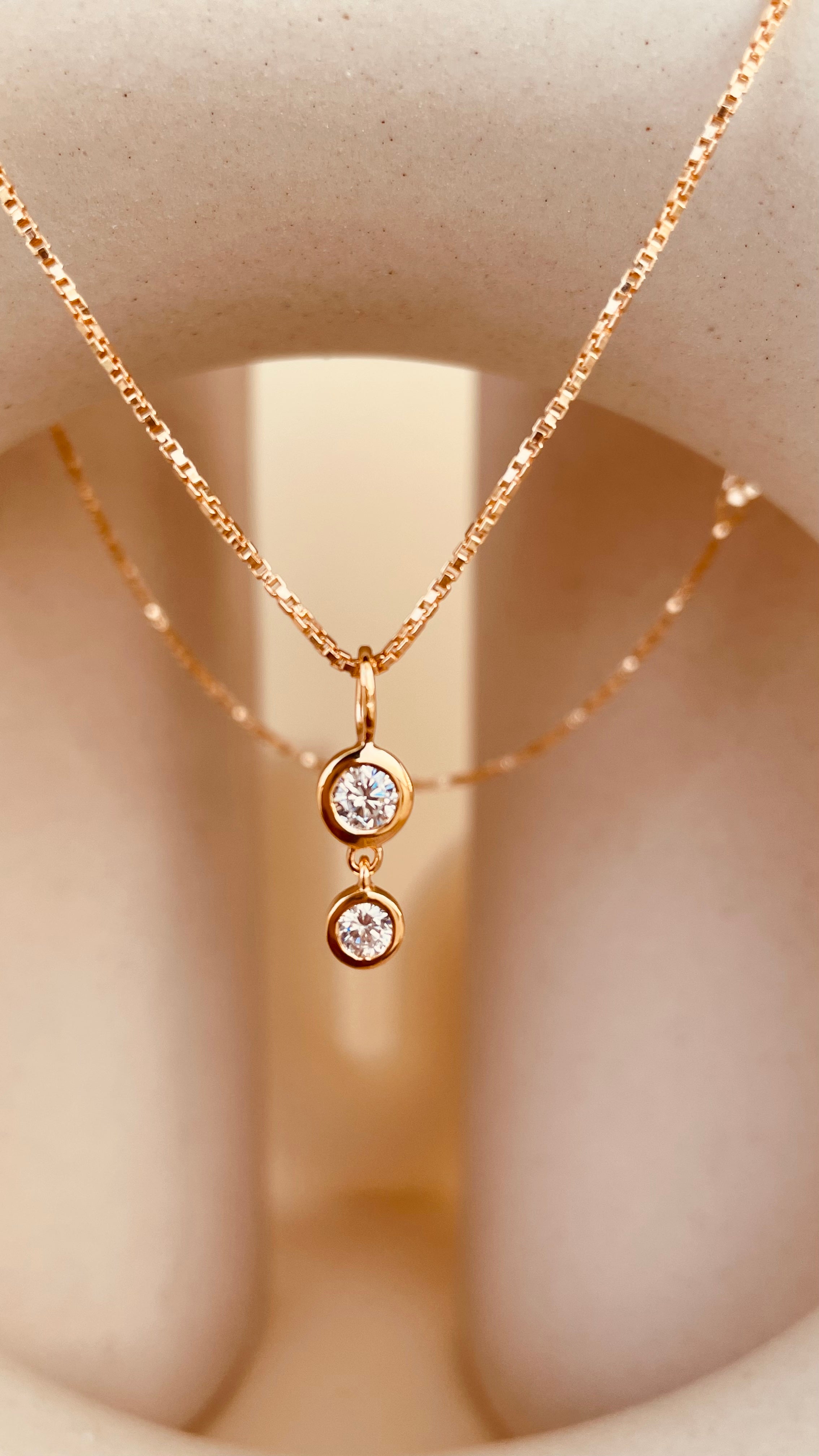 Minimal Double Drop Dangling Necklace with Box Chain - Octonov 