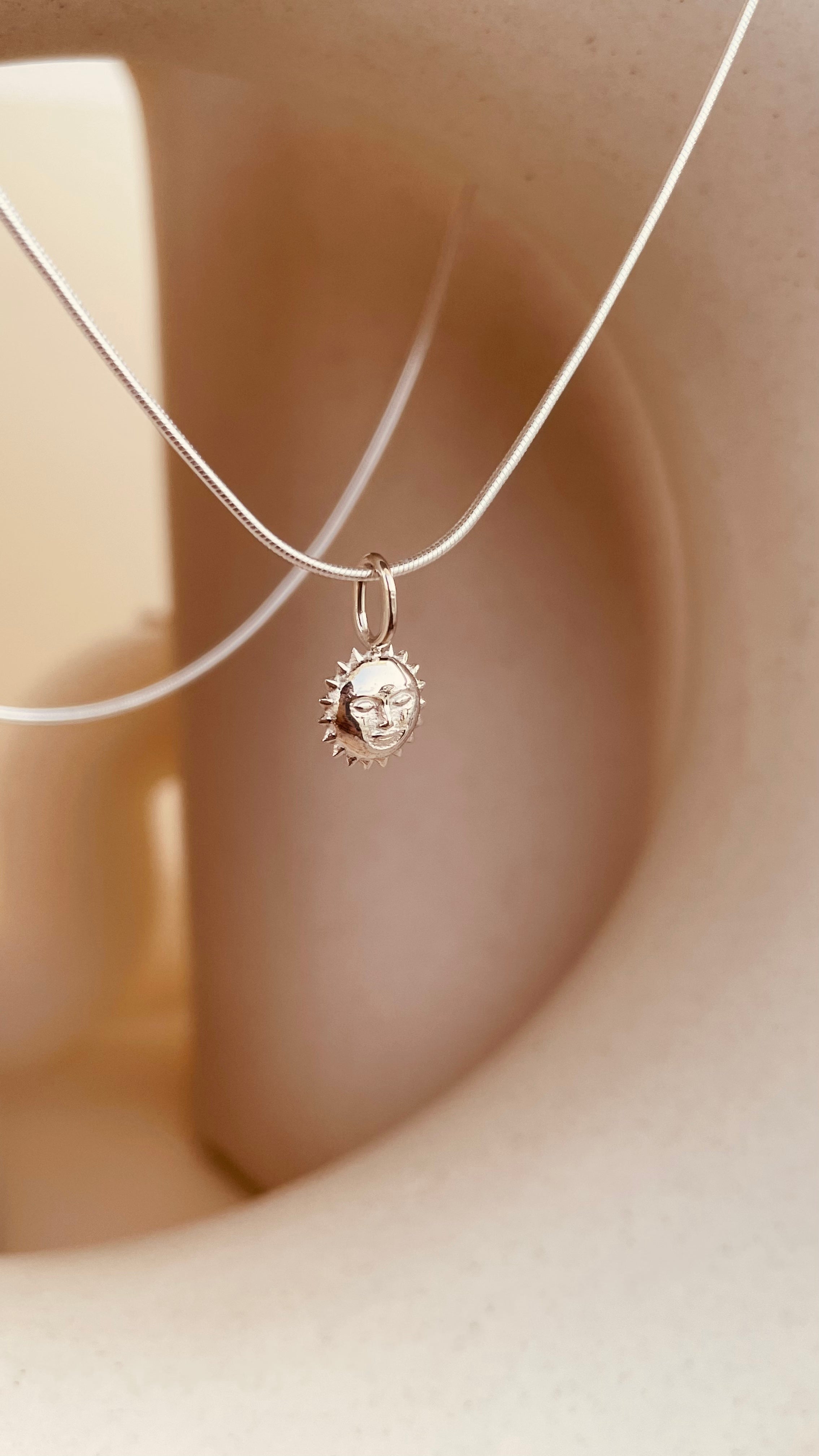 Steller Sun Charm Necklace with Snake Chain - Octonov 