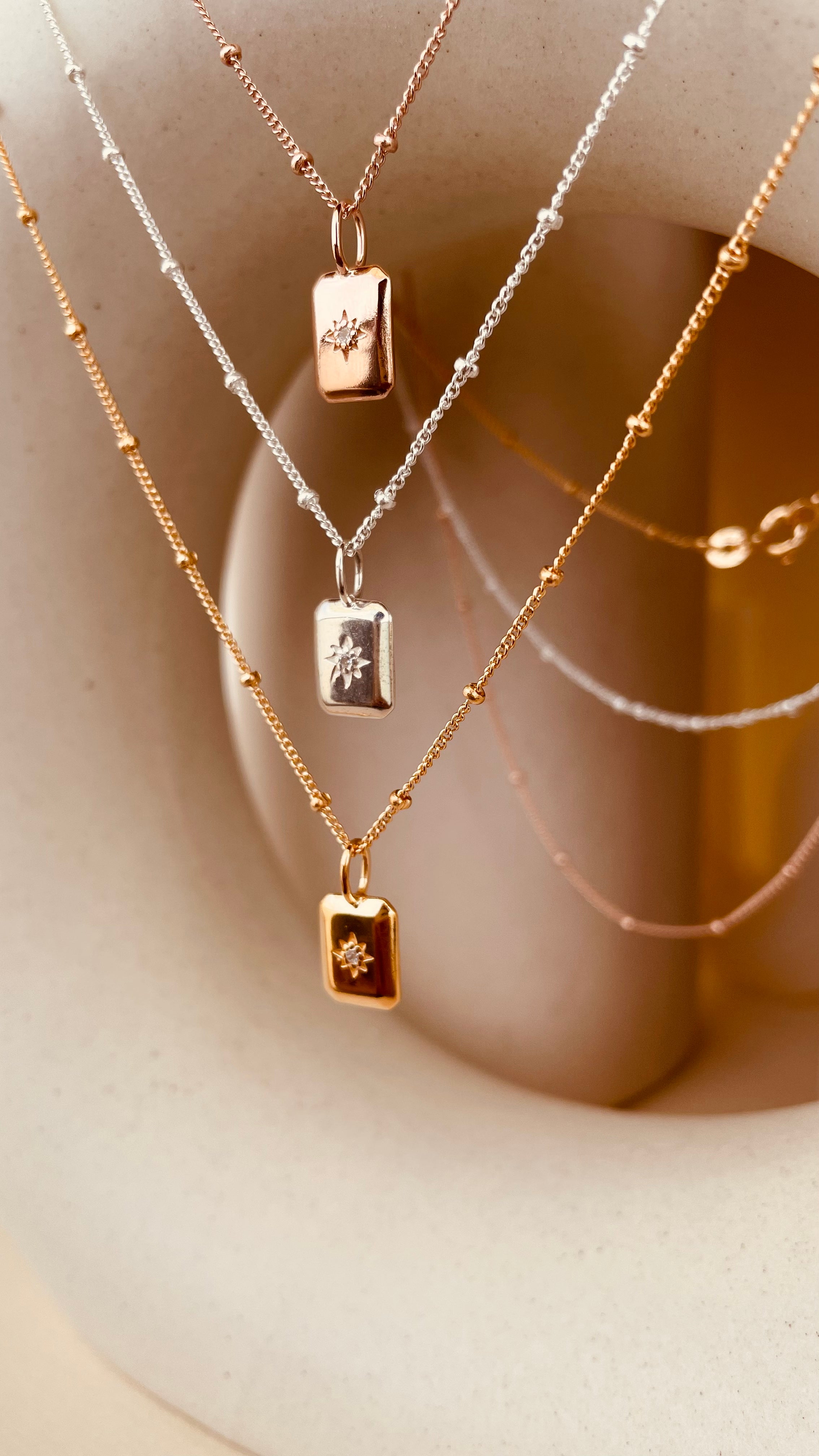 Dainty North Star Necklace with Satellite Chain - Octonov 