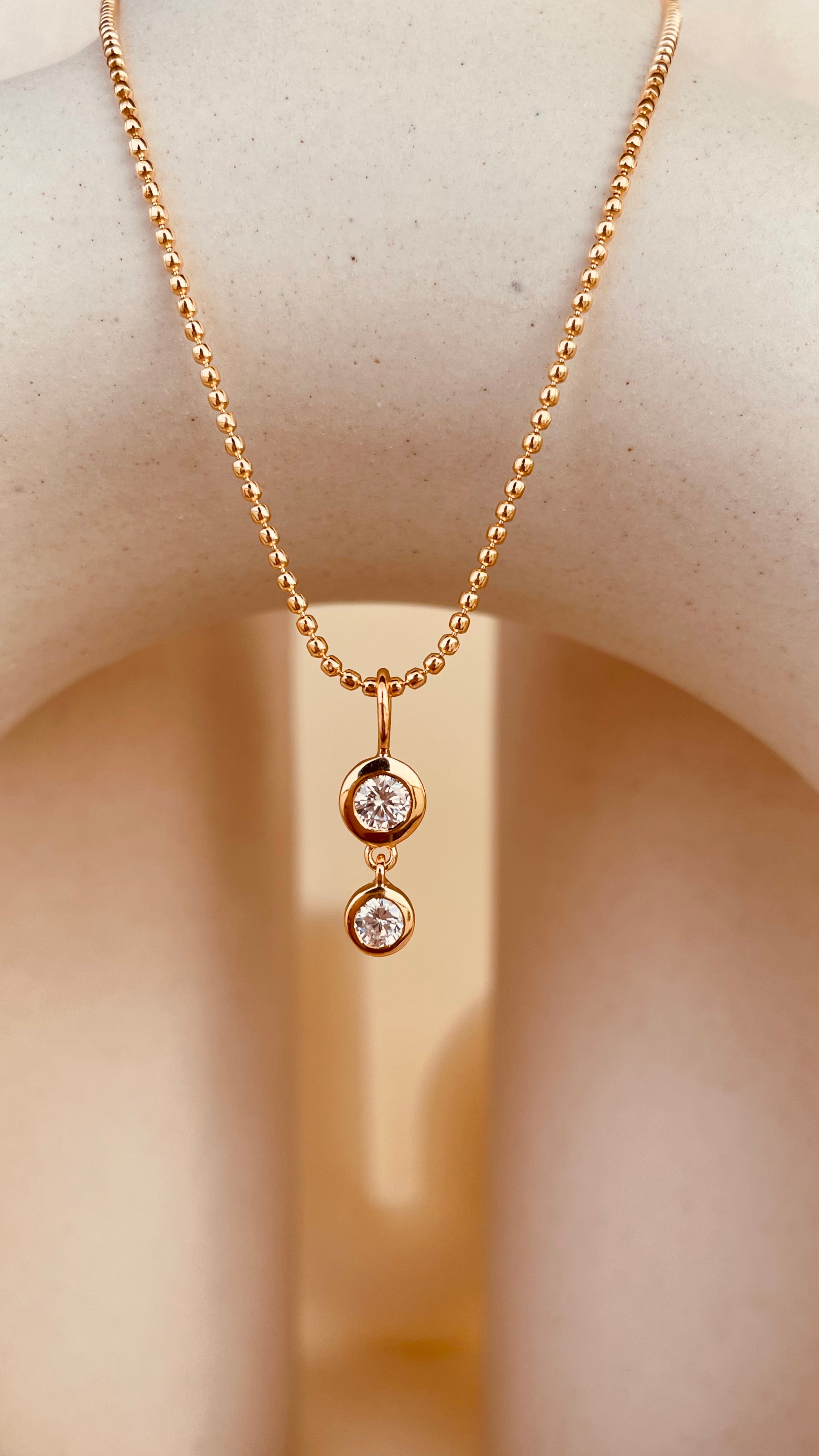 Dainty Double Drop Dangling Necklace with Beaded Chain - Octonov 