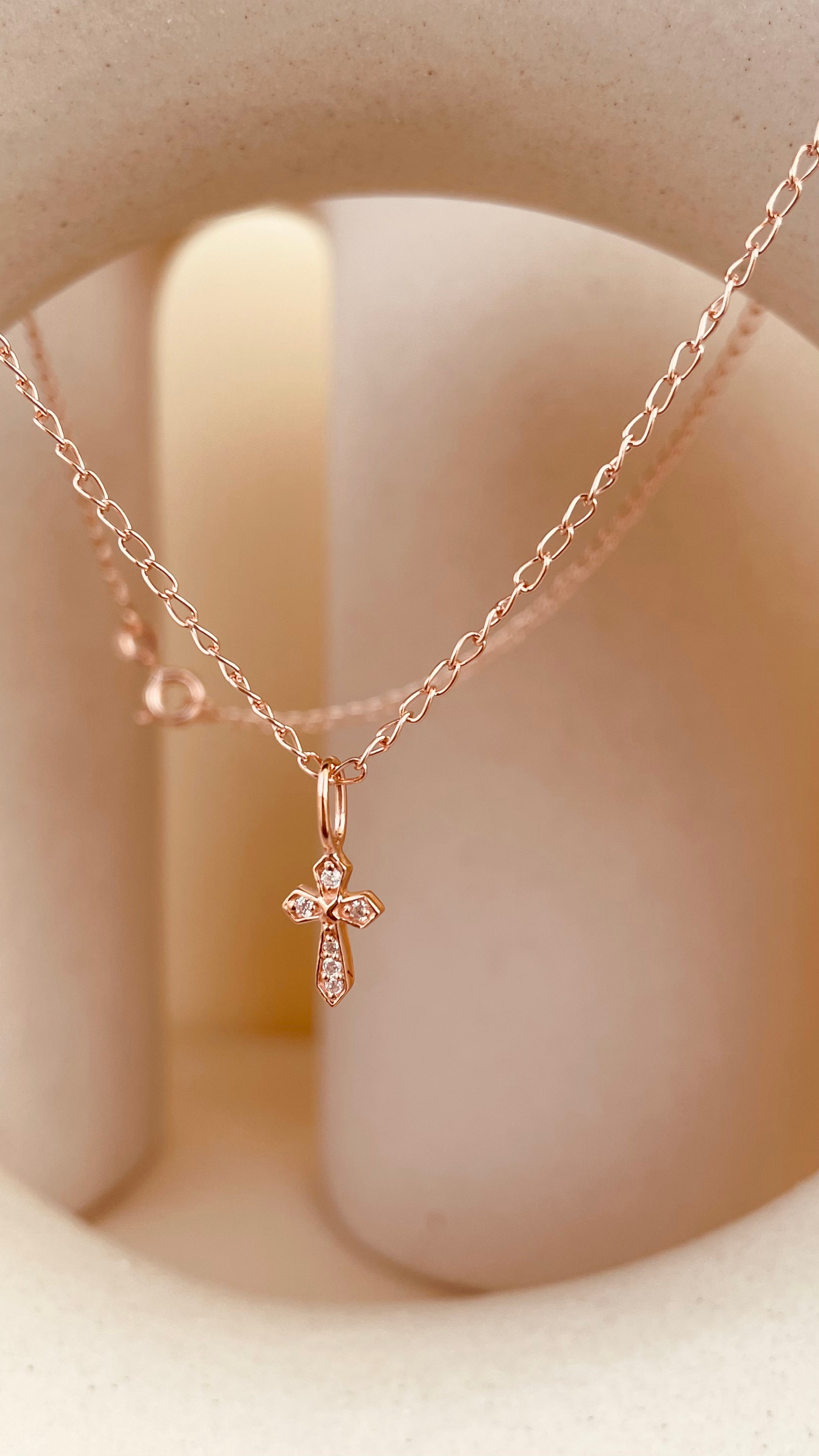 Zircon encrusted Token of Faith Necklace with Cable Chain - Octonov 