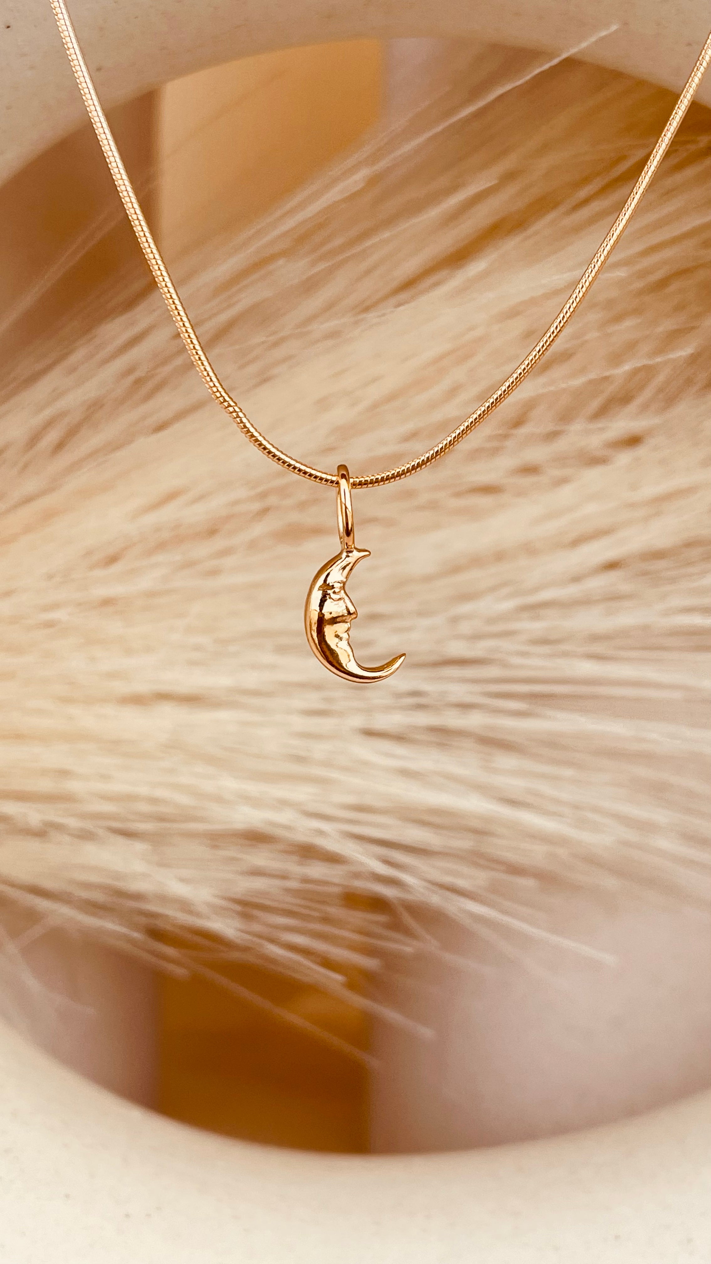 Crescent Moon Necklace with Snake Chain - Octonov 