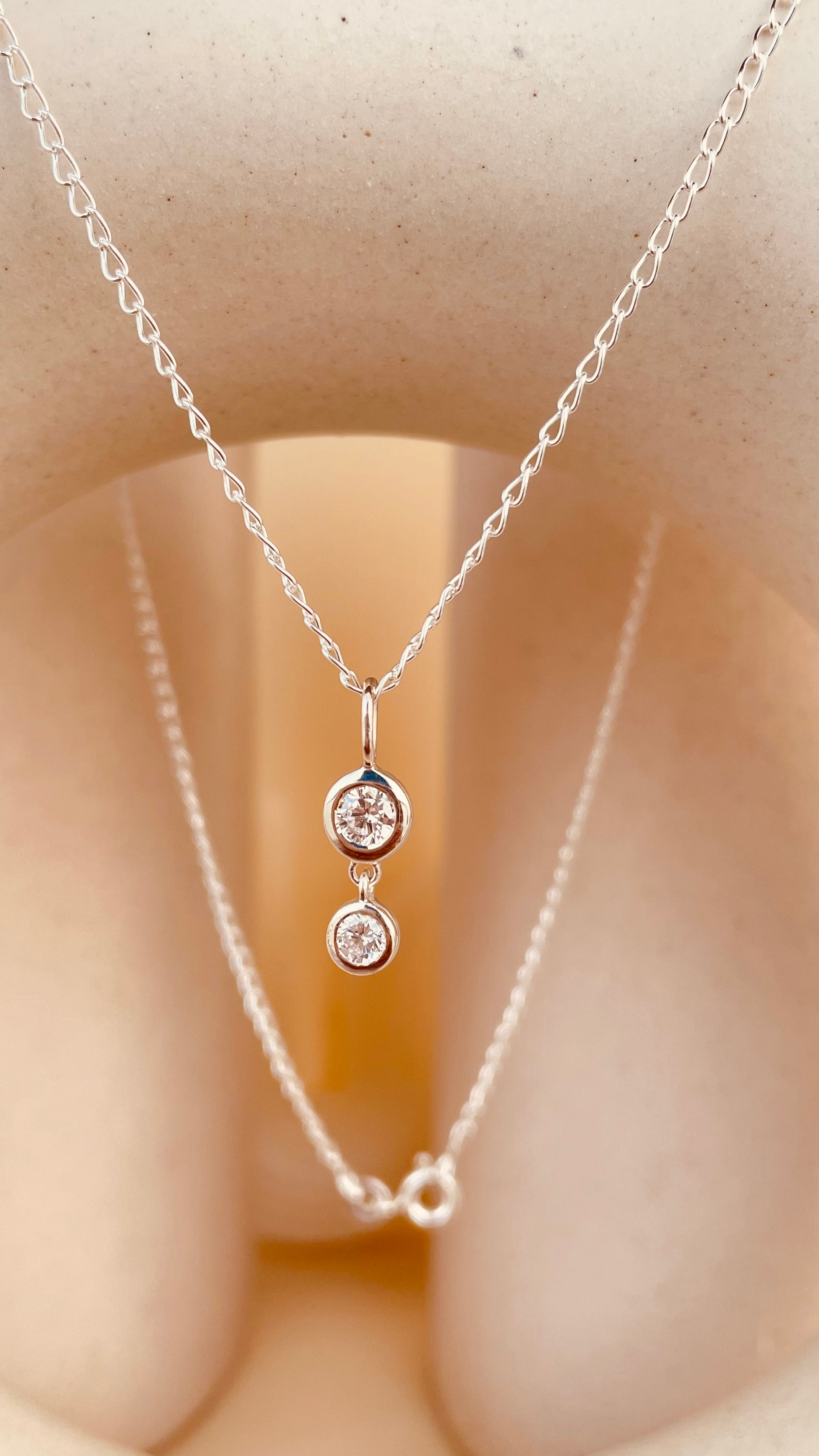Double Drop Dangling Necklace with Cable Chain - Octonov 