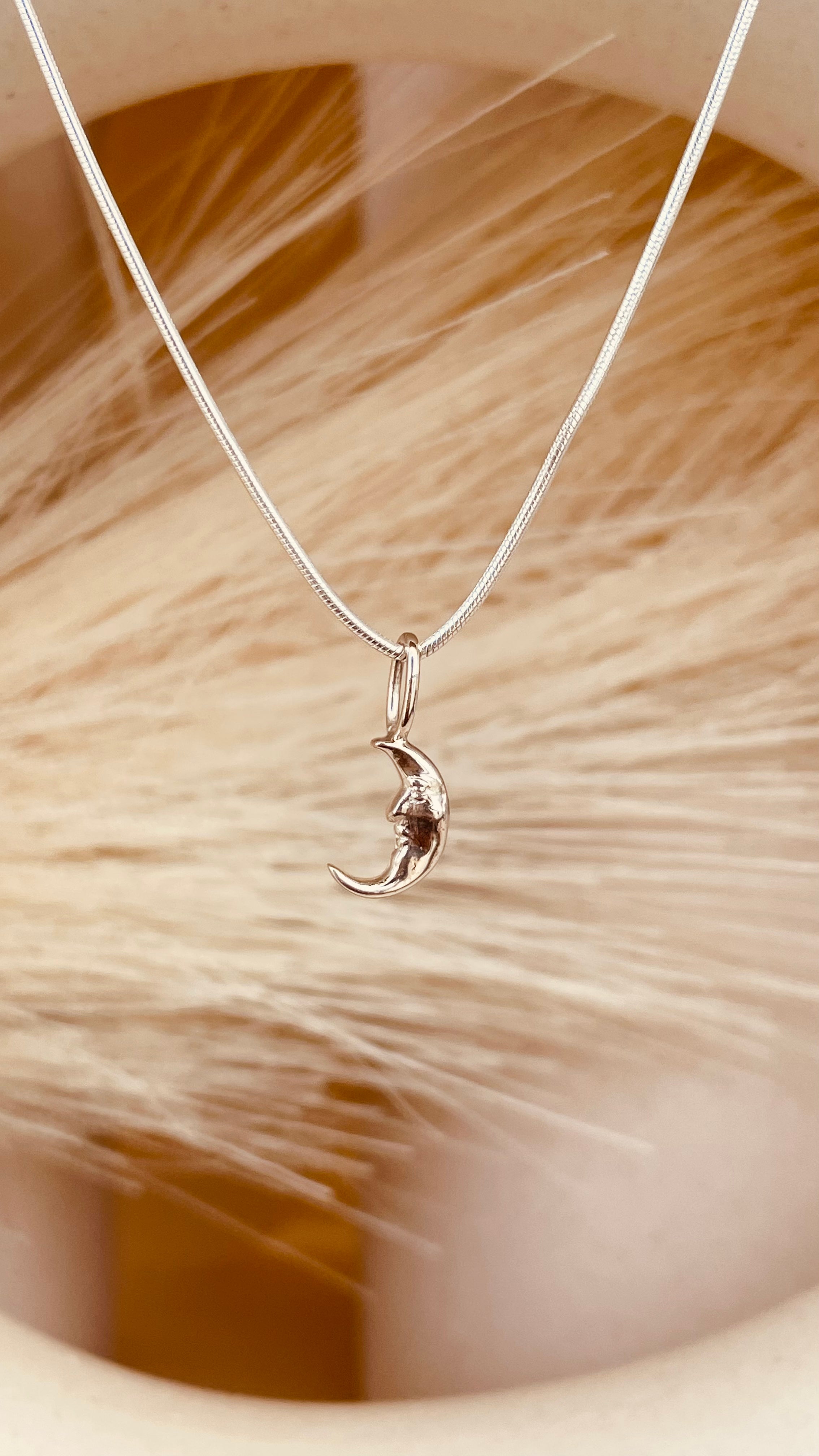 Crescent Moon Necklace with Snake Chain - Octonov 