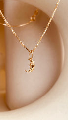 Crescent Moon Necklace with Box Chain - Octonov 