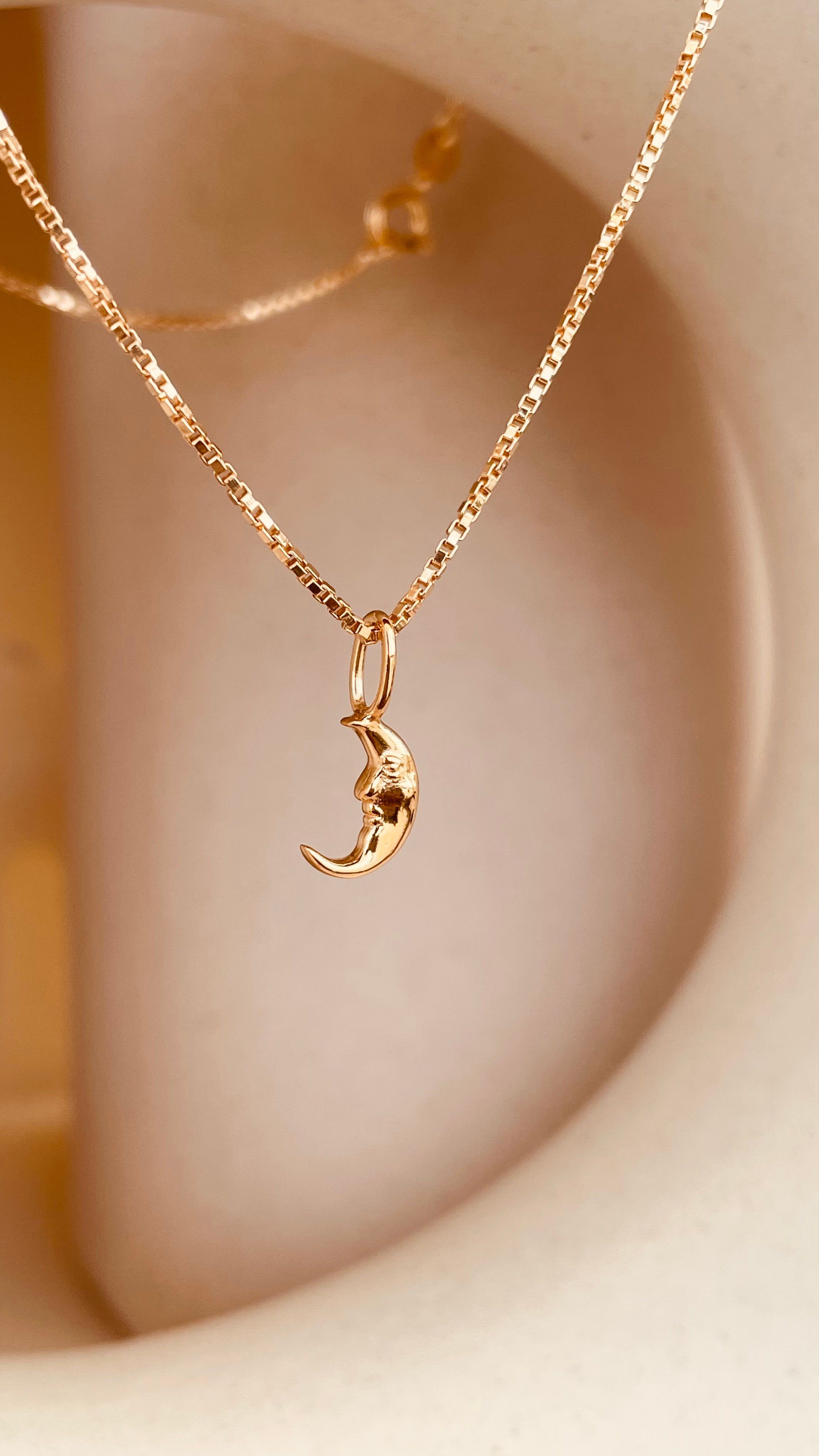 Crescent Moon Necklace with Box Chain - Octonov 